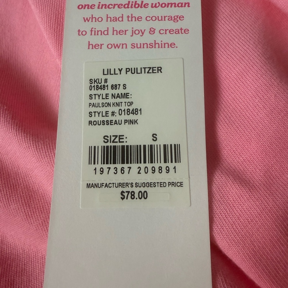 Lilly Pulitzer, new with tags, Paulson net top ROUSSEAU pink size small - Picture 3 of 4